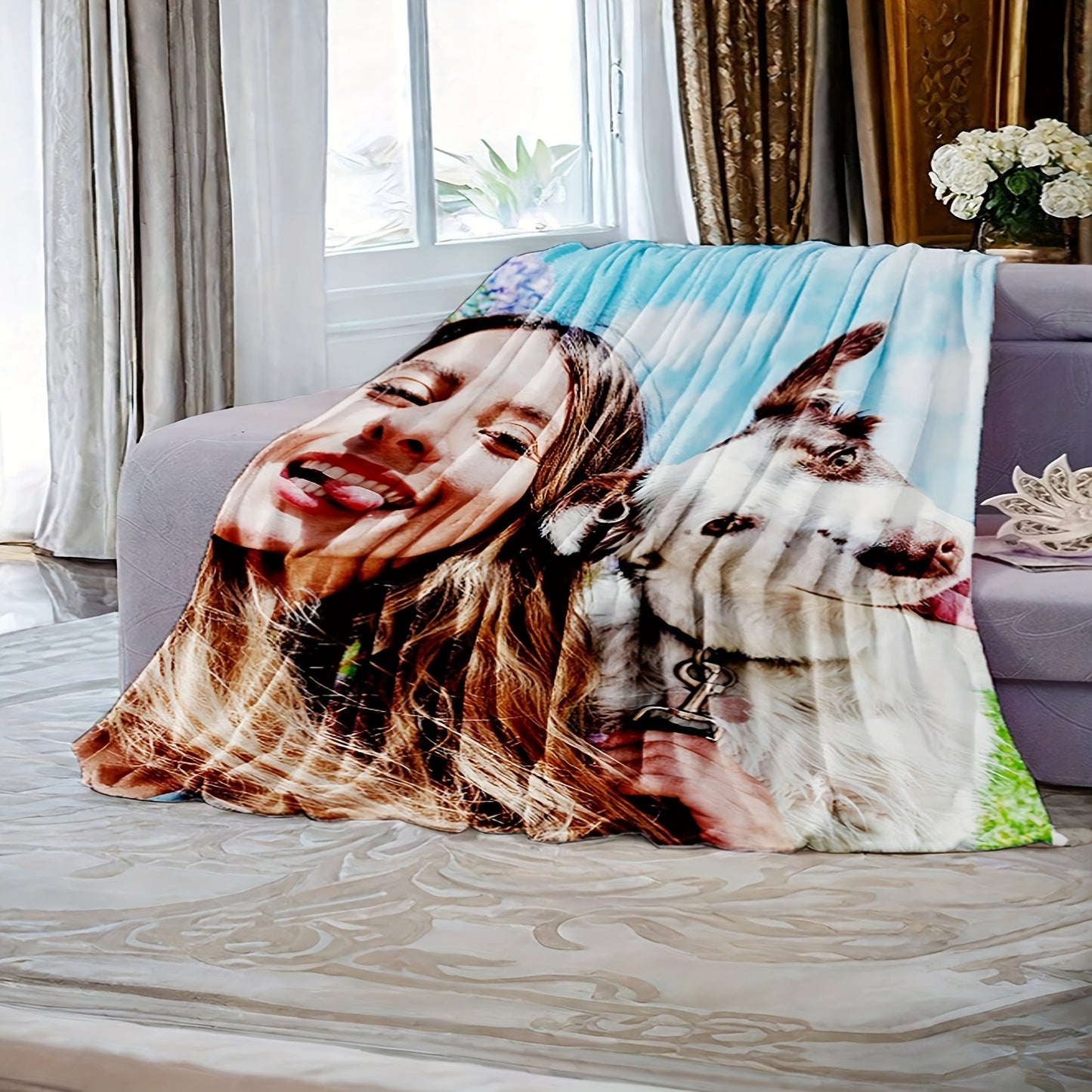 Customize your own 3D digital print photo flannel blanket with a glamorous style! Made from hypoallergenic knit fabric that is tear-resistant, lightweight, and soft to the touch. Perfect for use on the bed, sofa, as a gift, or for camping and travel.