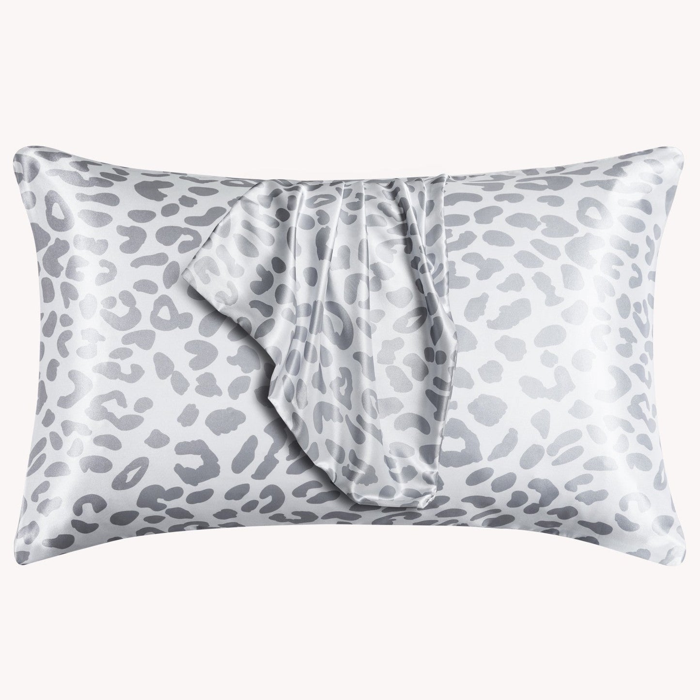 Two pieces of satin pillowcases with leopard print design