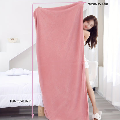 Thick oversized bath towel, 90x180cm, high colorfastness, polyester blend, modern style.