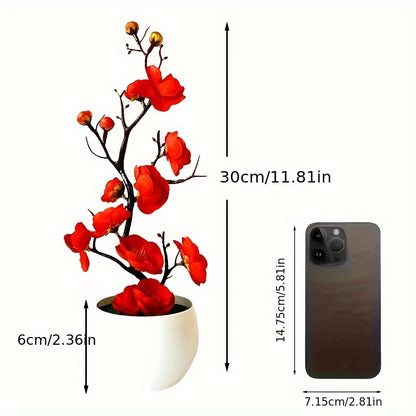 1 artificial plum potted plant for weddings and decorations in various settings.