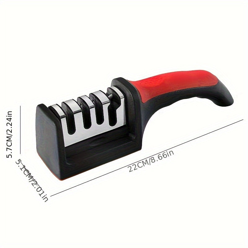 Professional Diamond/Ceramic Rod Sharpener with 4 Functions: Quick Restoration of Knife Sharpness, Safe Design, 4-Stage Sharpening Stone for Kitchen Utensils, No Electricity Required. Made of Long-lasting Plastic Material.