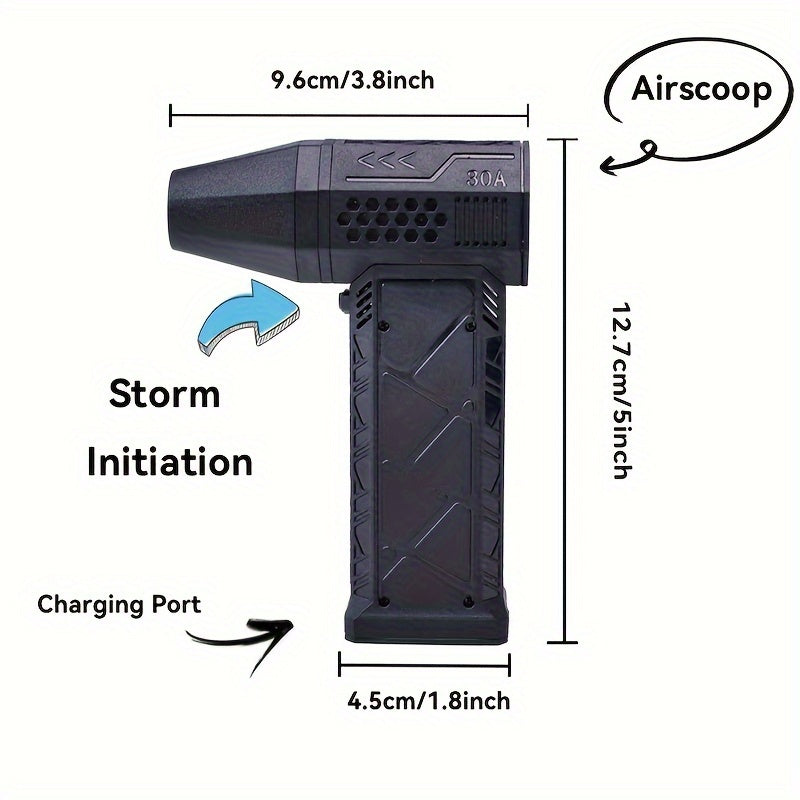 The Portable Turbo Jet Fan is ideal for outdoor activities such as camping, fire starting, and dust removal. It features high-quality alloy fan blades that spin fast, providing efficient air circulation. With a long-lasting 5200mAh USB rechargeable