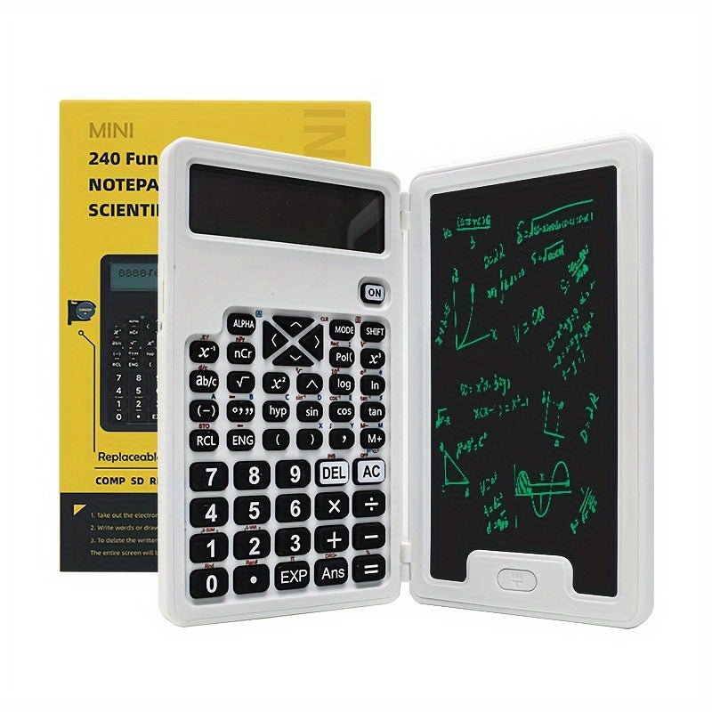 12-digit LCD scientific calculator with foldable design, stylus, and battery power. Ideal for students, teachers, and engineers. Features arithmetic functions.