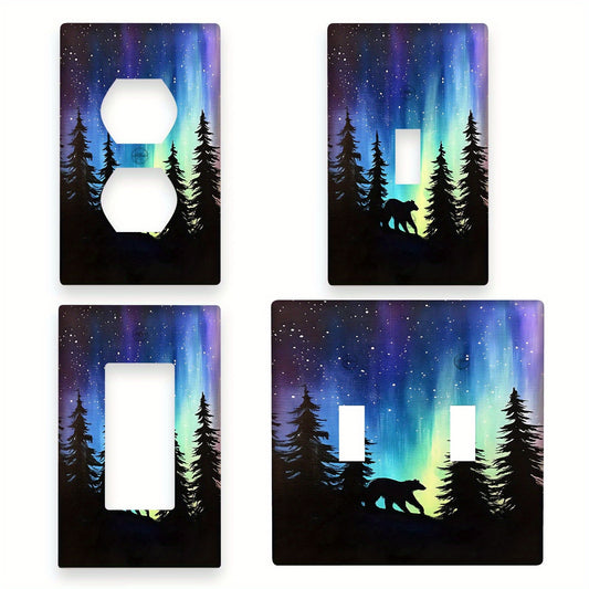 Aurora Forest Landscape Light Switch Cover - Fits Rocker Switches, Easy to Clean, No Wiring Needed, Versatile Home Decor for Rooms and Bathrooms