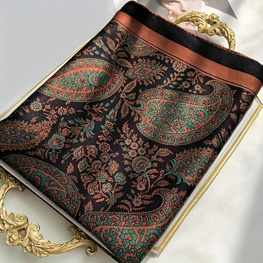 Versatile Retro Silk Printed Square Scarf Ideal for Men and Women - Fashionable Accessory for Any Occasion, Wear as Headband or Matching Couple Scarves