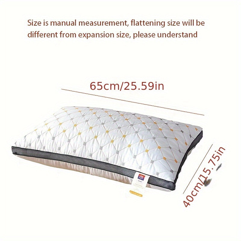 One piece of a premium hotel bed pillow designed specifically for cervical support while sleeping. This breathable down alternative pillow is ideal for side and back sleepers, and is skin-friendly and fluffy for a comfortable night's sleep.