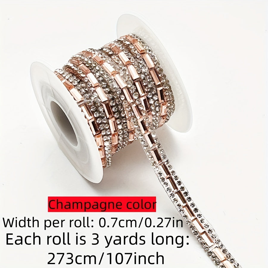 Decorate in style with this versatile Self-Adhesive Rhinestone Trim Strip! Measuring 0.7cm wide, this crystal ribbon applique is perfect for adding a touch of glamour to your DIY fashion projects, shoes, car decor, and festive embellishments.