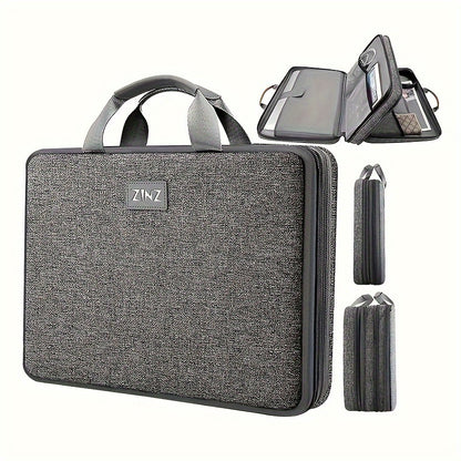 ZINZ Lightweight Laptop Bag - Sleek Black Polyester, Waterproof & Portable with Large Storage Capacity and Padded Compartment for Office, Travel, and Daily Commute