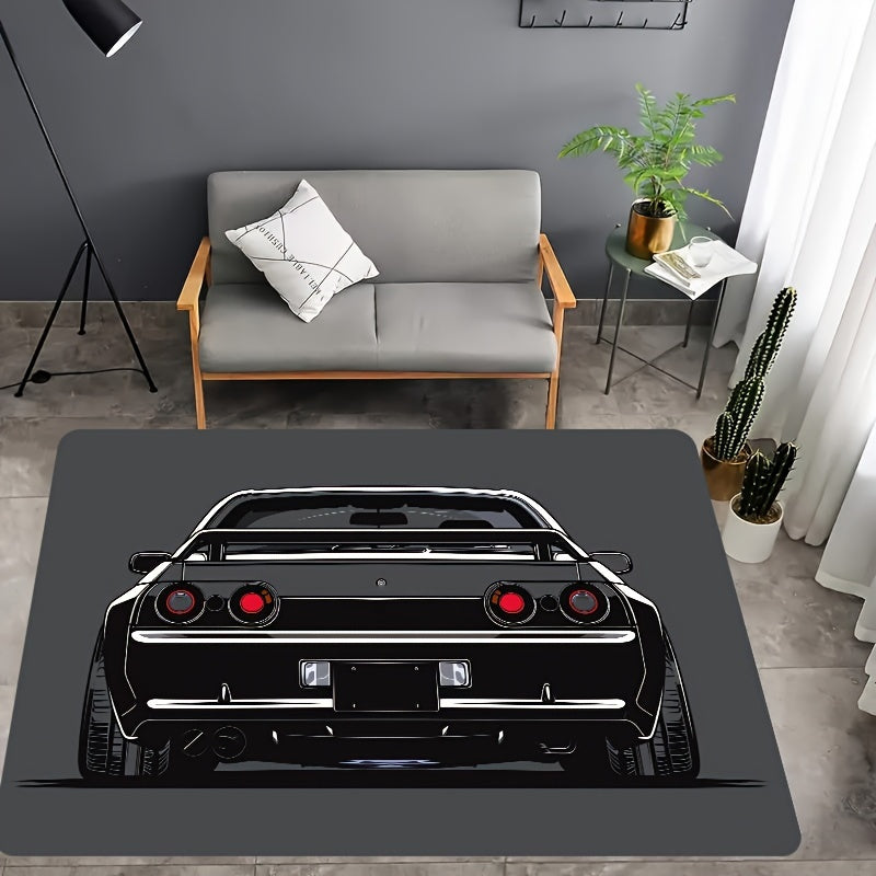 Soft Area Rug with Creative Car Design - Made from Machine Washable Polyester, Suitable for Room and Bedroom. Non-Slip and Durable for Home Kitchen and Entryway. Enhance Your Living Space with this Decorative Floor Carpet.