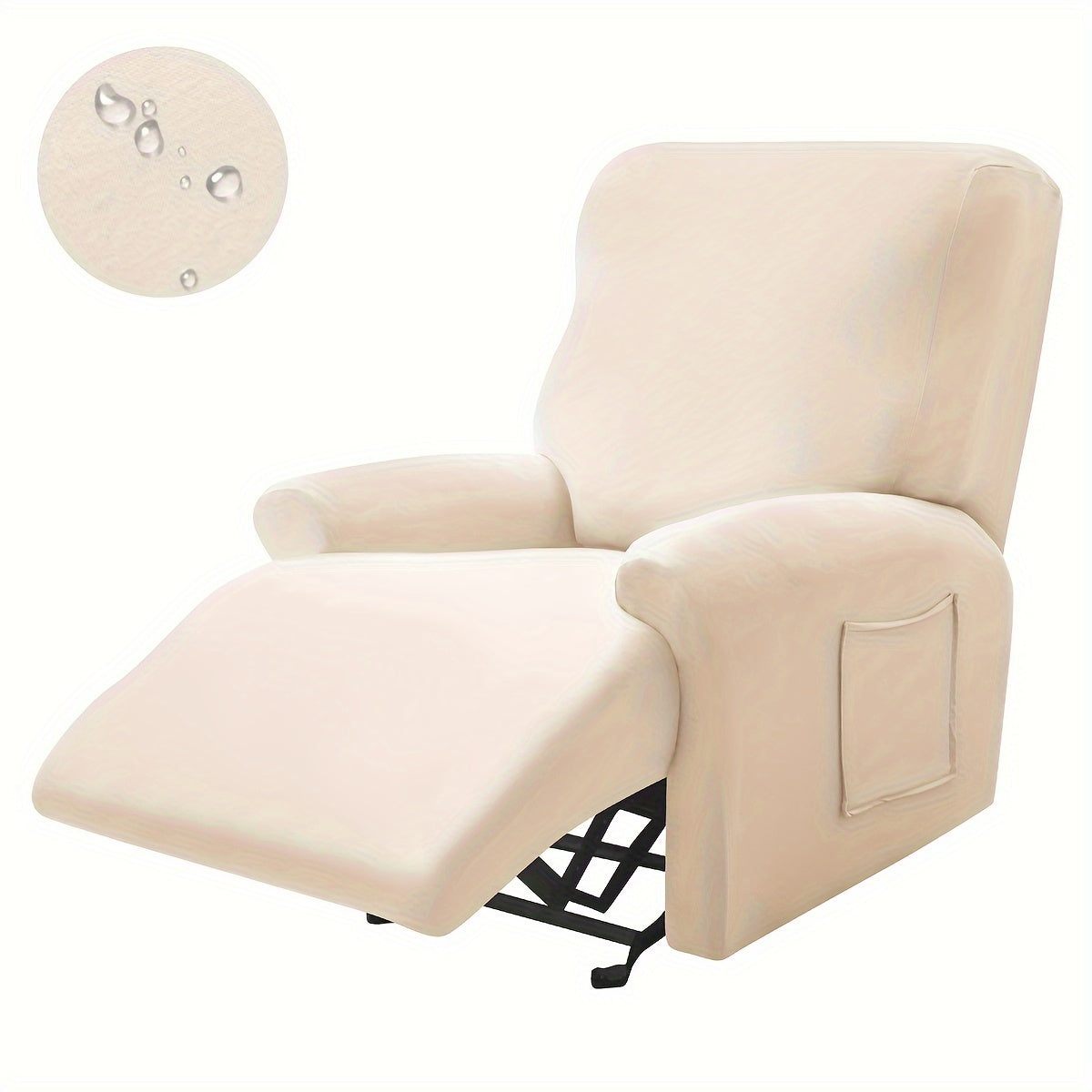 Waterproof, stretchable recliner chair covers set of 4. Suitable for all seasons with skin-friendly fabric. Machine washable.