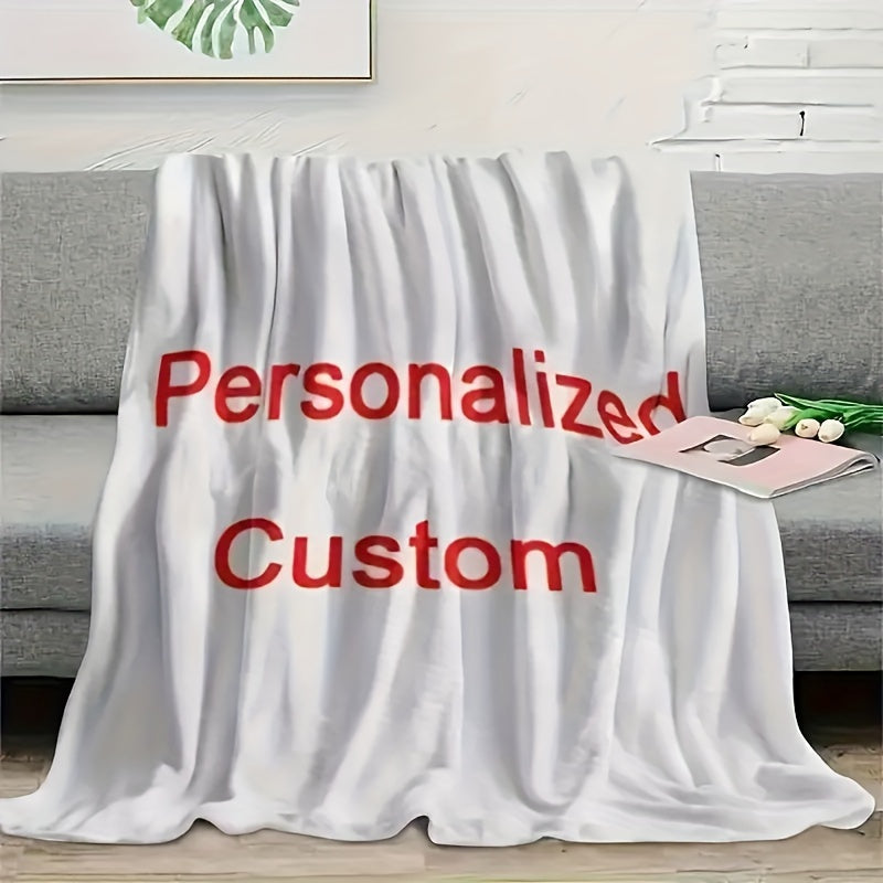 Customize your very own polyester throw blanket with a soft and warm flannel texture. Hypoallergenic and suitable for all seasons, this machine washable blanket is perfect for giving as a gift to idols or family members. The rectangular design can be