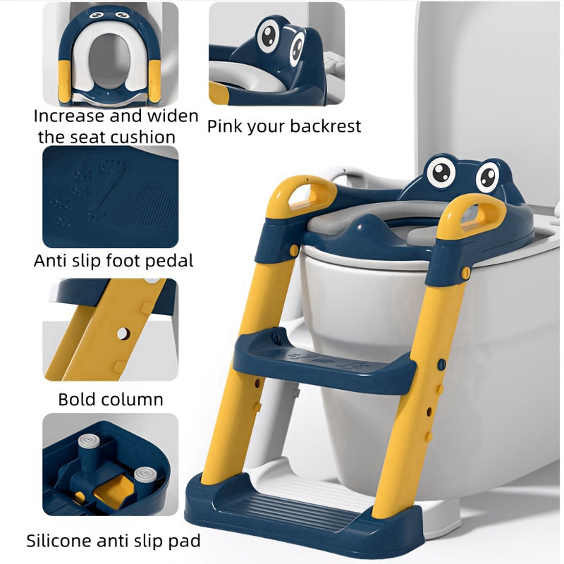 Kids' Step Stool for Toilet Training, 1 Piece, Designed for Easy Independent Use, Slip-resistant and Safe, Cushioned Seat with Non-stick and Anti-freeze features, Height Adjustable and Folds for Convenient Storage.