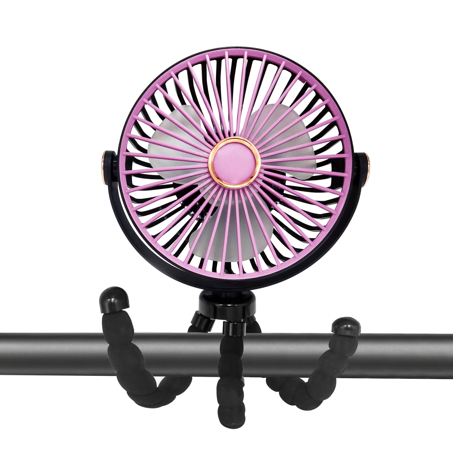 The YAIAWISU Portable Stroller Fan in Sleek Pink Octopus Design is a USB Rechargeable fan with a 2000mAh Lithium Battery. Perfect for Travel & Outdoor Use, it comes with an Adjustable Stand & Wearable Strap for convenience.