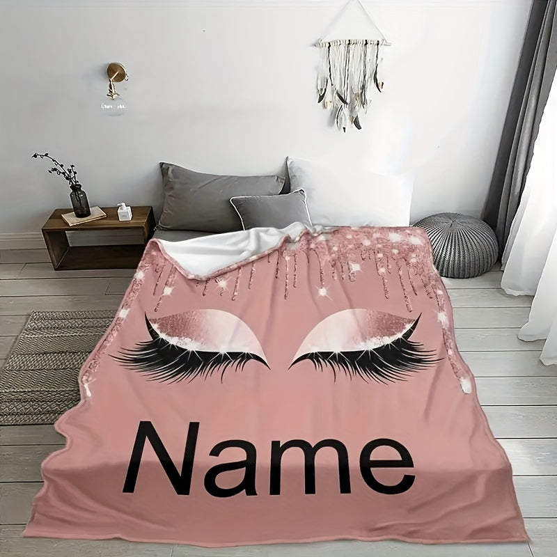 Customize your space with this stunning Pink Beautiful Eyes Print Fleece Throw Blanket. This personalized, soft and warm fleece blanket is perfect for adding a touch of modern style to your sofa, bed, travel, camping, living room, or office. It is