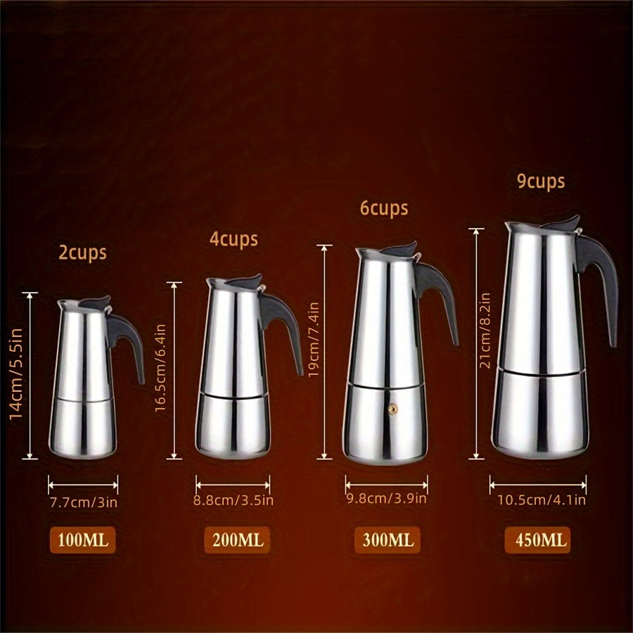 Traditional 150ml Stainless Steel Moka Pot - Manual Espresso Coffee Maker for Home and Restaurant Purposes