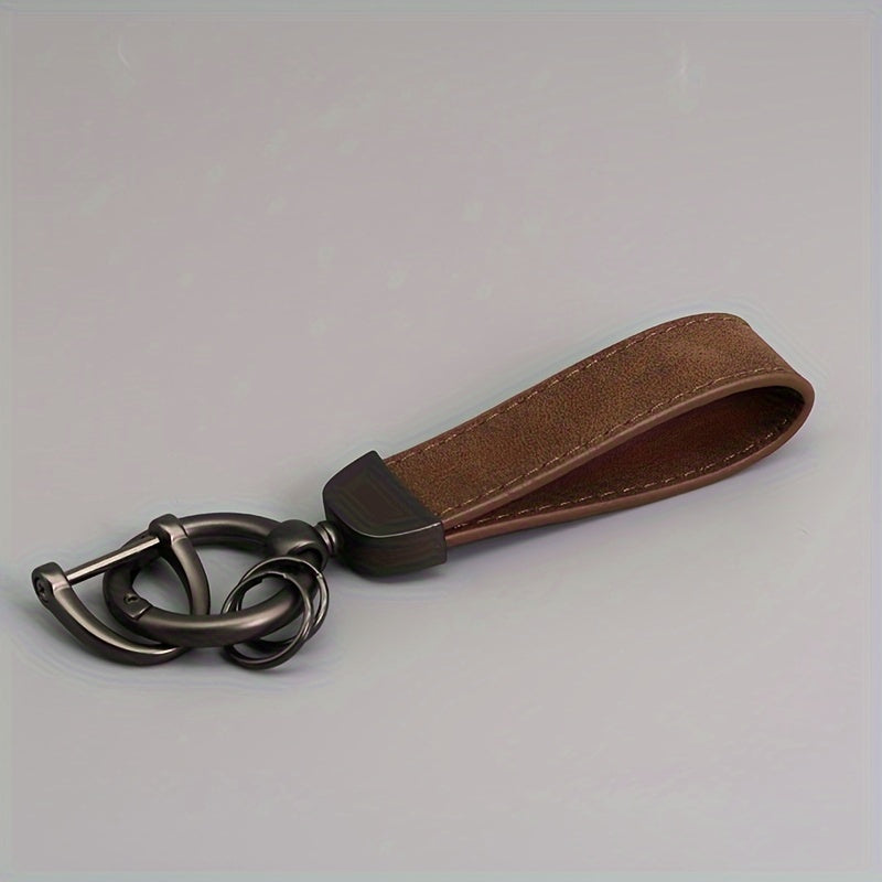 Men's Hardware Anti-Loss Suede Car Key Chain with PU Leather, the Perfect Valentine's Day Gift