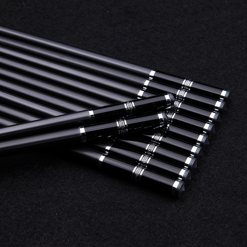 5 pairs of reusable alloy chopsticks with embossed Great Wall pattern, perfect for fast food, noodles, sushi, and ramen. Luxurious and stylish.