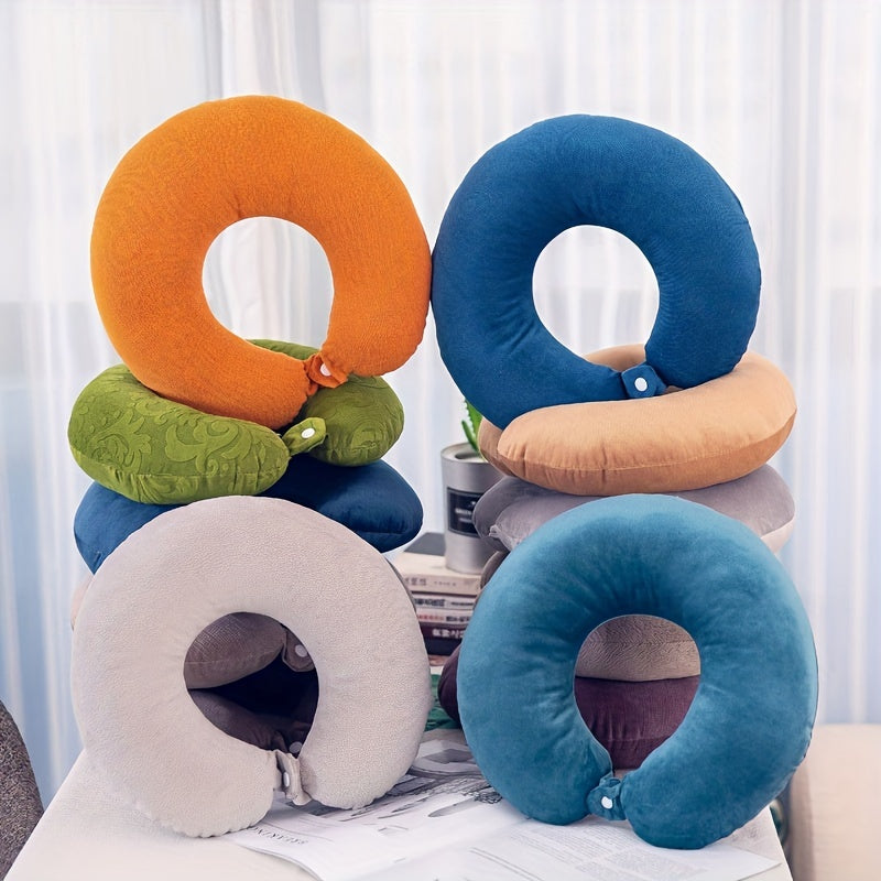 Soft and cozy U-shaped neck pillow for travel, office, and napping - perfect for airplanes and car rides