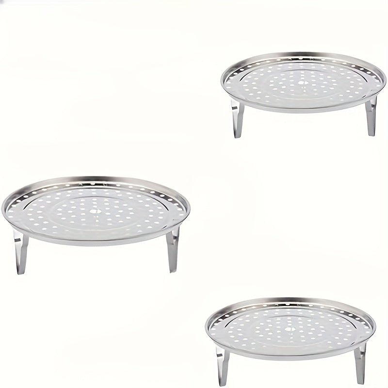 3pcs LDQ Stainless Steel Steamer Racks for Stock Pots, Multi-Tiered Round Steaming Inserts with Canner Rack Accessories, Suitable for Home Kitchen