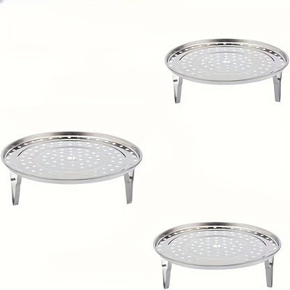 3pcs LDQ Stainless Steel Steamer Racks for Stock Pots, Multi-Tiered Round Steaming Inserts with Canner Rack Accessories, Suitable for Home Kitchen