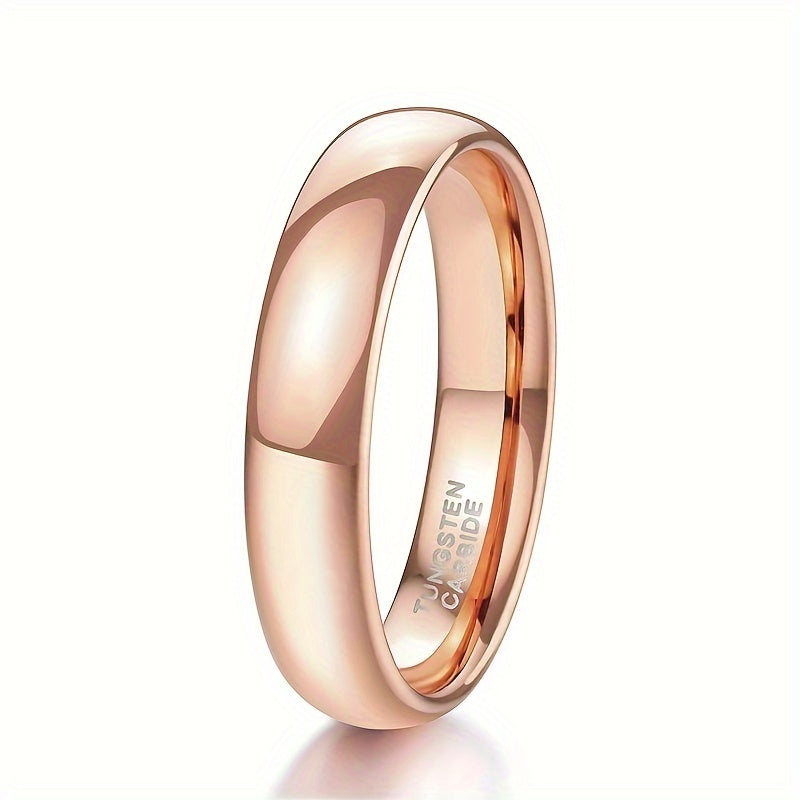 Basic rose gold tungsten steel rings in 4mm width suitable for both women and men. Perfect for minimalist engagement or wedding. Available in sizes 4-13.