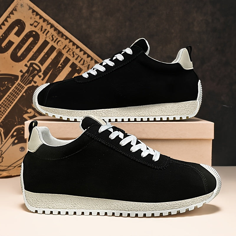 Men's vintage brown sneakers with white rubber sole, lace-up, round toe - durable and comfortable for various occasions.