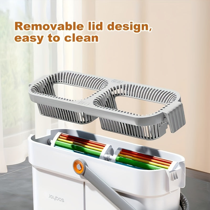 Introducing the Joybos Flat Mop with Bucket - Enjoy the Self-Wringing System, 180° Rotating Head, Stainless Steel Handle, 4X Scraper, and Say Goodbye to Hand Washing - A Versatile Cleaning Mop for Every Room in Your Home!