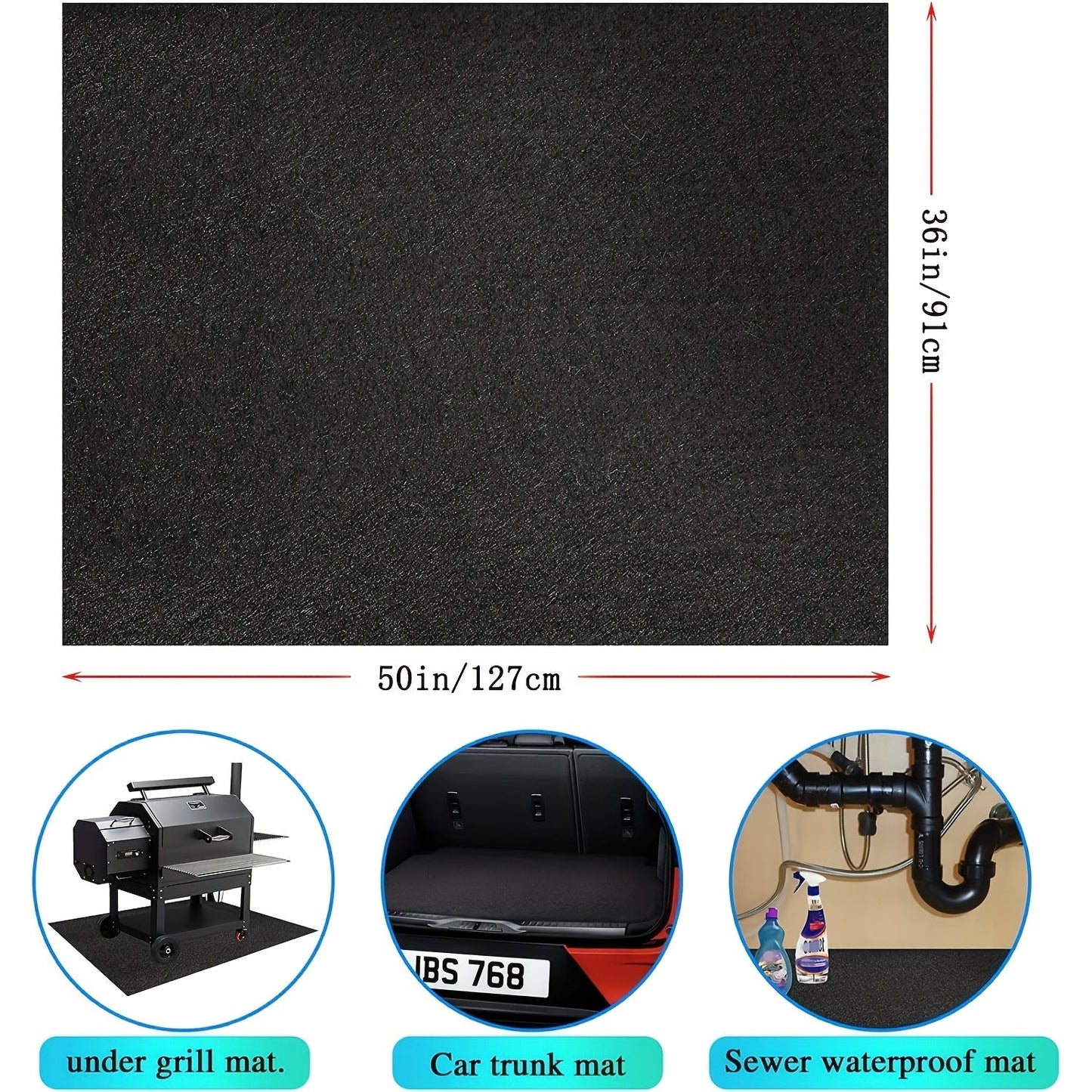 Silicone BBQ Grill Mat, 1 piece, Size: 91.44x127.0 cm, Waterproof, Oil-Resistant, Reusable Outdoor Deck Protection Pad