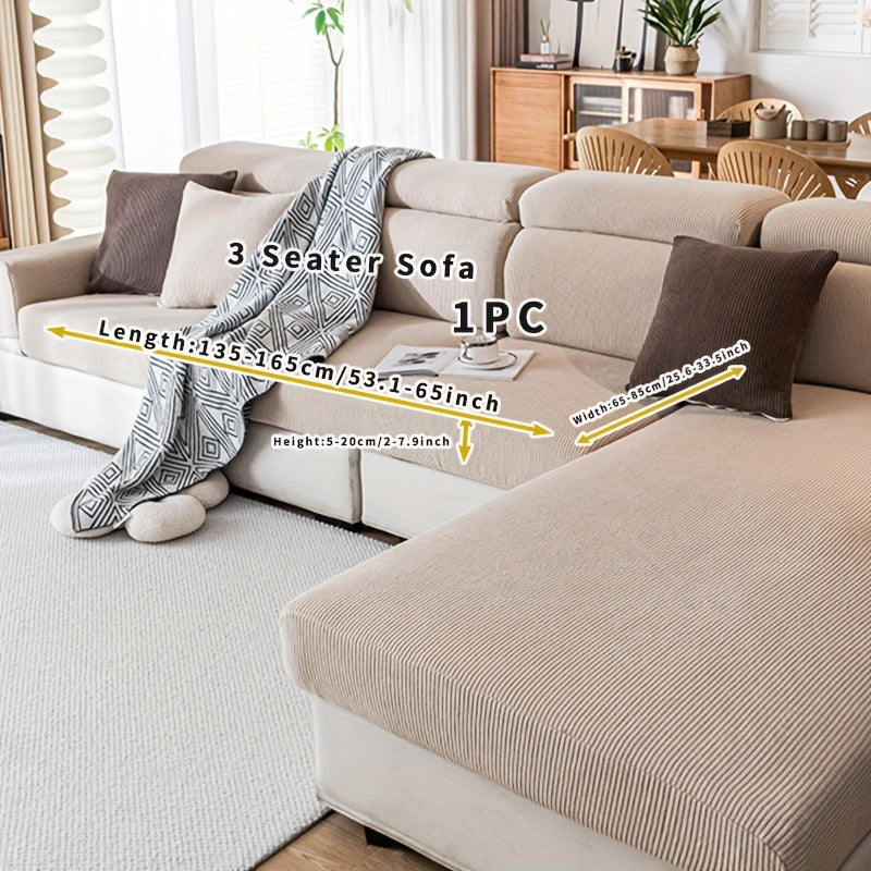 Stretchy sofa cover for L-shaped or 1-4 seat sofas, suitable for all seasons, with elastic bands and machine washable for home protection.