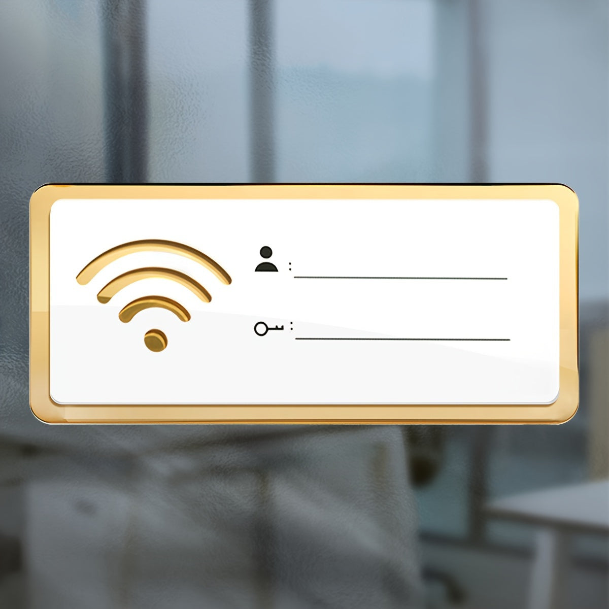 Wooden WiFi sign for home office, no power required, ideal for living room or vacation house decor.