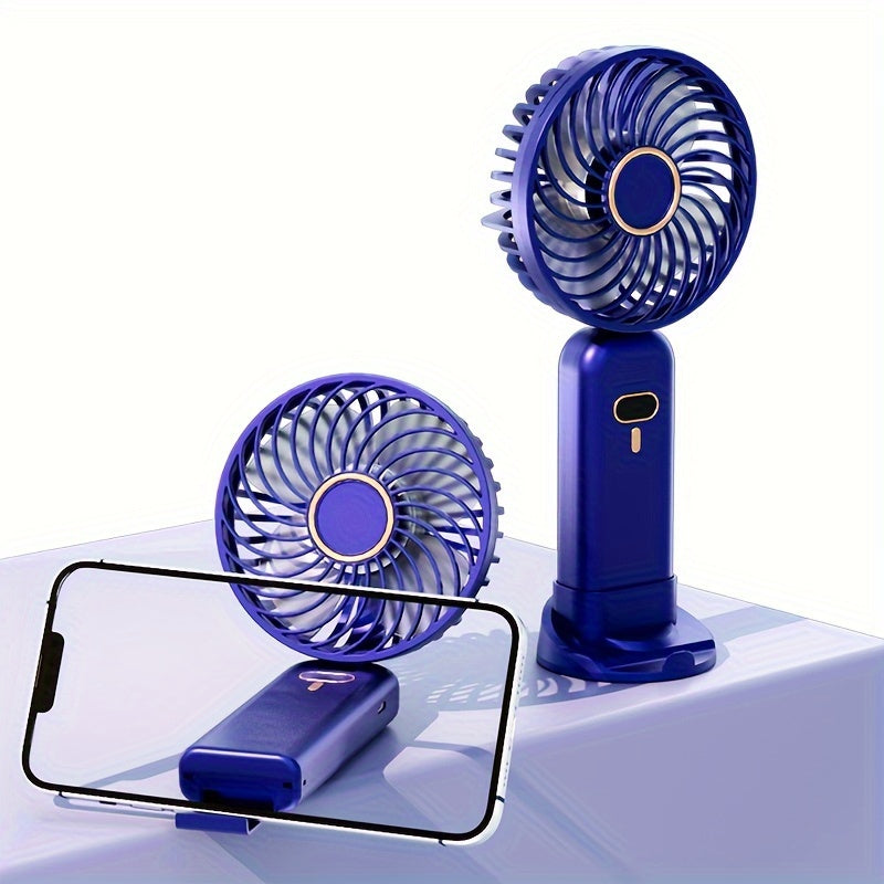 Compact and portable, the 1PC Handheld Convenient Fan offers a silent 5-speed wind with turbo tilt fan blade. Its 90° folding design makes it easy to carry and store, perfect for travel, outdoor activities, and use in the office. This USB rechargeable