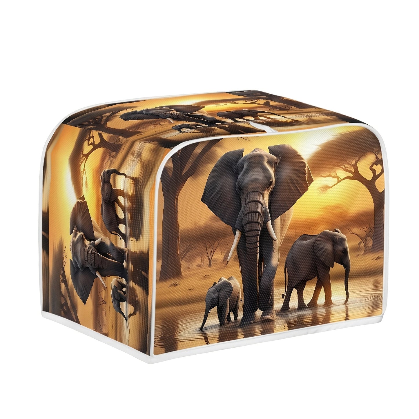 Universal Fit Elephant Toaster Cover, Non-Electric, Dustproof, Grease & Fingerprint Resistant, Machine Washable - Food-Safe Appliance Protector for Kitchen Decor.