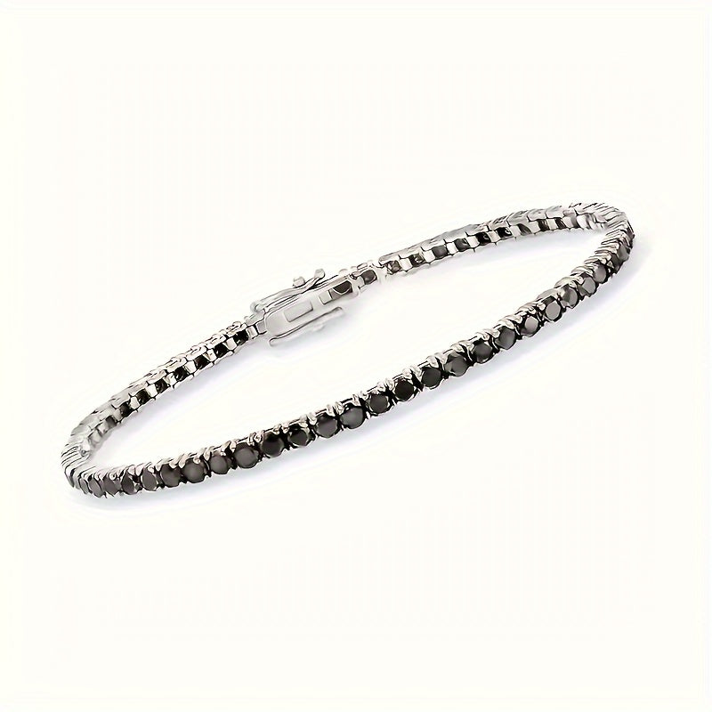 Stunning 925 Sterling Silver Moissanite Tennis Bracelet - Sophisticated Gemstone Link Bracelet for Parties and Special Events, Ideal Christmas Present for Loved Ones, Silver Plated, Suitable for Any Occasion