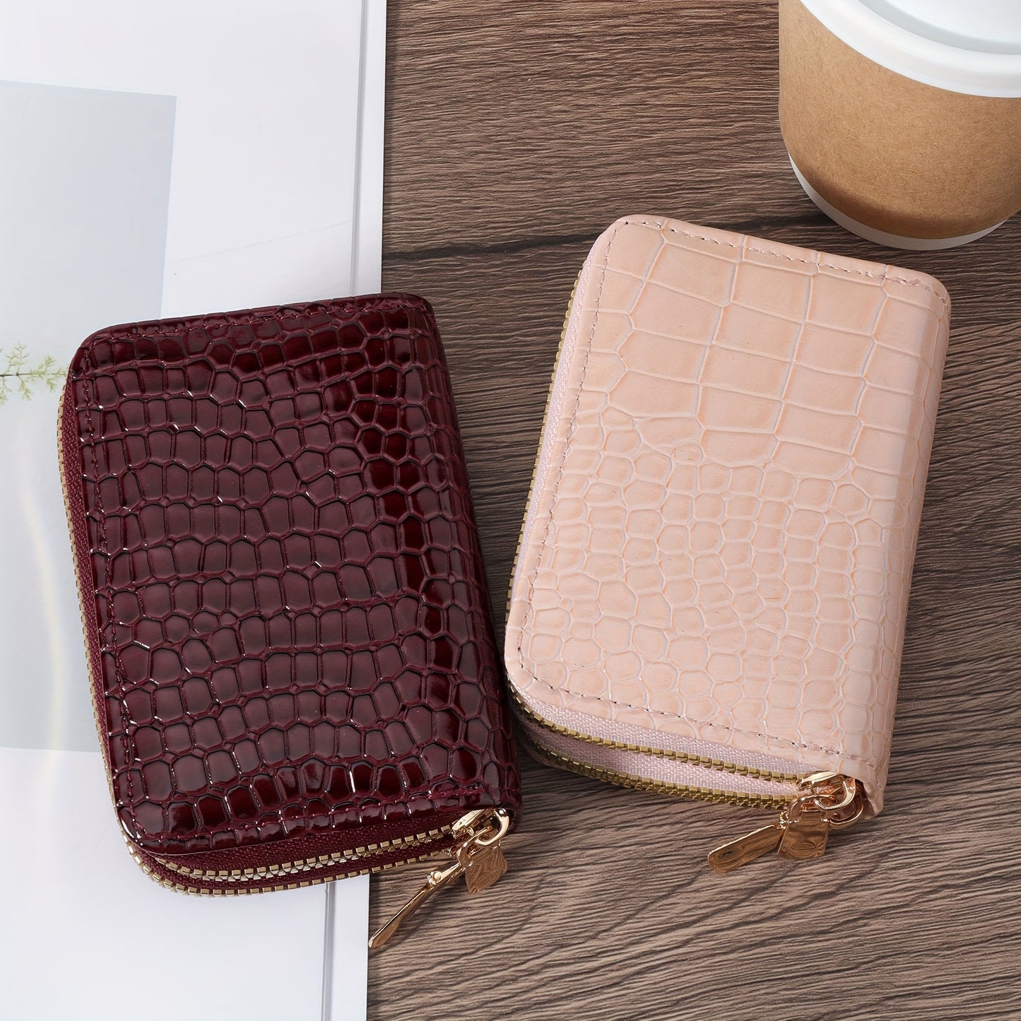 Large capacity credit card wallet with zipper.