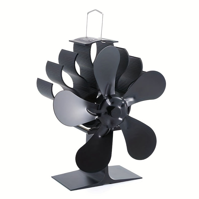 Efficient Heating with the 5-Blade Heat Powered Stove Fan - Non-Electric Aluminum Exhaust Fan for Wood & Fireplace, High-Speed Performance