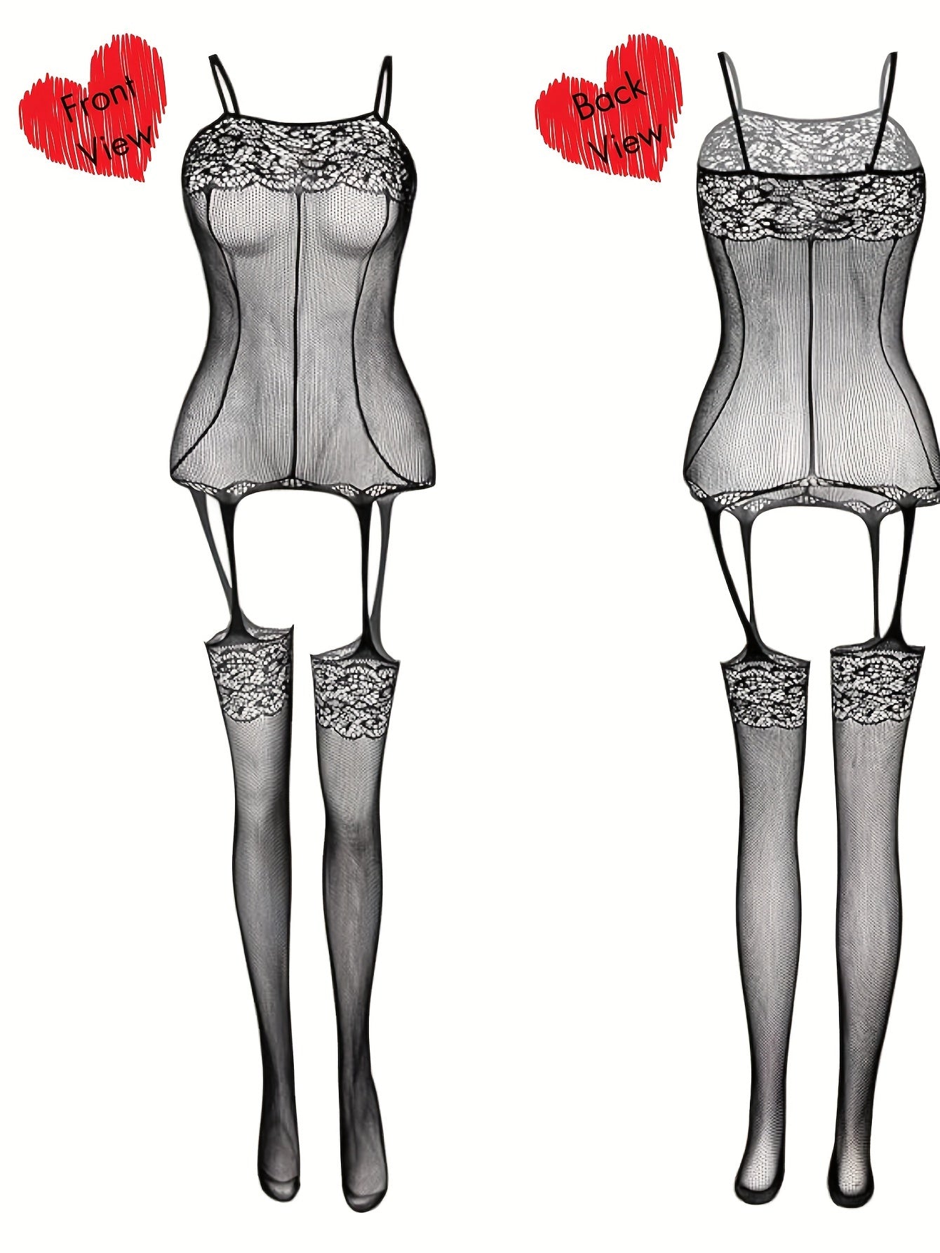 Women's sexy red lace fishnet bodysuit, perfect for date nights, parties, and special occasions. Can be worn as pajamas, underwear, or clubwear. Great for Valentine's Day, bridal nights, and honeymoons. Comfortable and elastic fit.