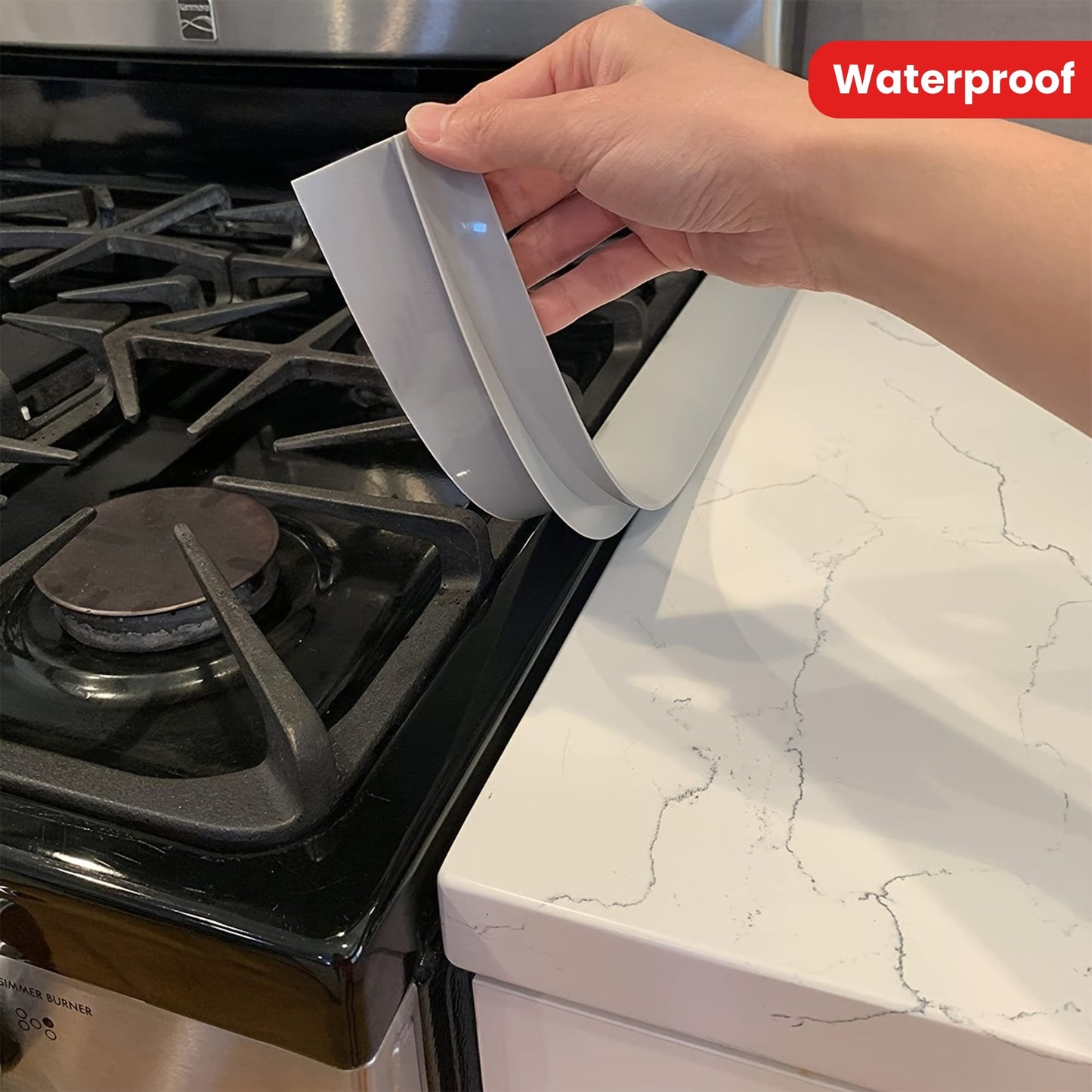 Protect your kitchen stove with the 1pc Counter Gap Cover. This anti-spill, oil and grease-proof sealing strip is perfect for gas ranges. It is easy to clean, heat-resistant, waterproof, dustproof, and blocks out dirt. Keep your home safe and clean with