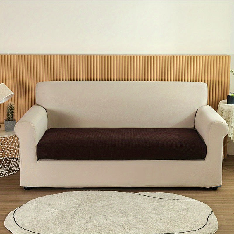 Waterproof Jacquard Sofa Slipcover protects furniture with elastic cover. Polyester material enhances home decor.