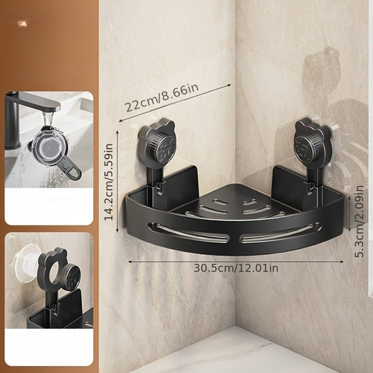 Suction Cup Corner Shelf for Bathroom or Kitchen - Single or Double Layer Plastic Shelf No Power Required - Perfect for Home Storage - Ideal for Autumn, Halloween, or Christmas Gift - Part of Bathroom Furniture Set