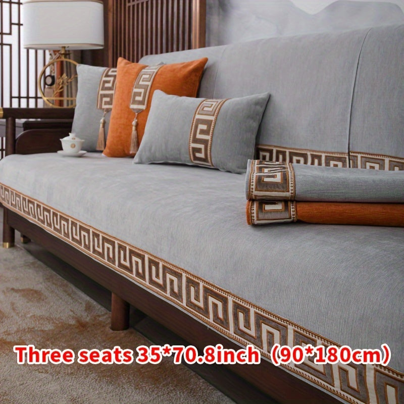 Chinese style dustproof sofa slipcover for all seasons, suitable for bedroom, office, and living room.