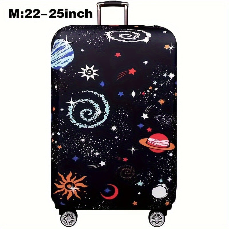 Cartoon patterned elastic luggage cover for travel suitcase or trolley duffle case.