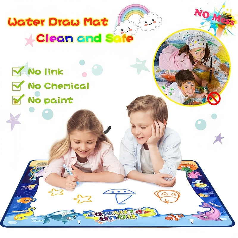 Large, reusable water painting mat for creative family fun.