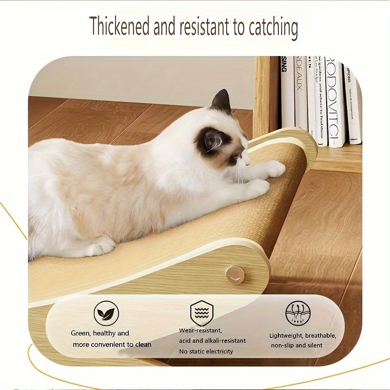 Assembled sisal cat scratching lounge with sturdy wood frame for claw health and relaxation.