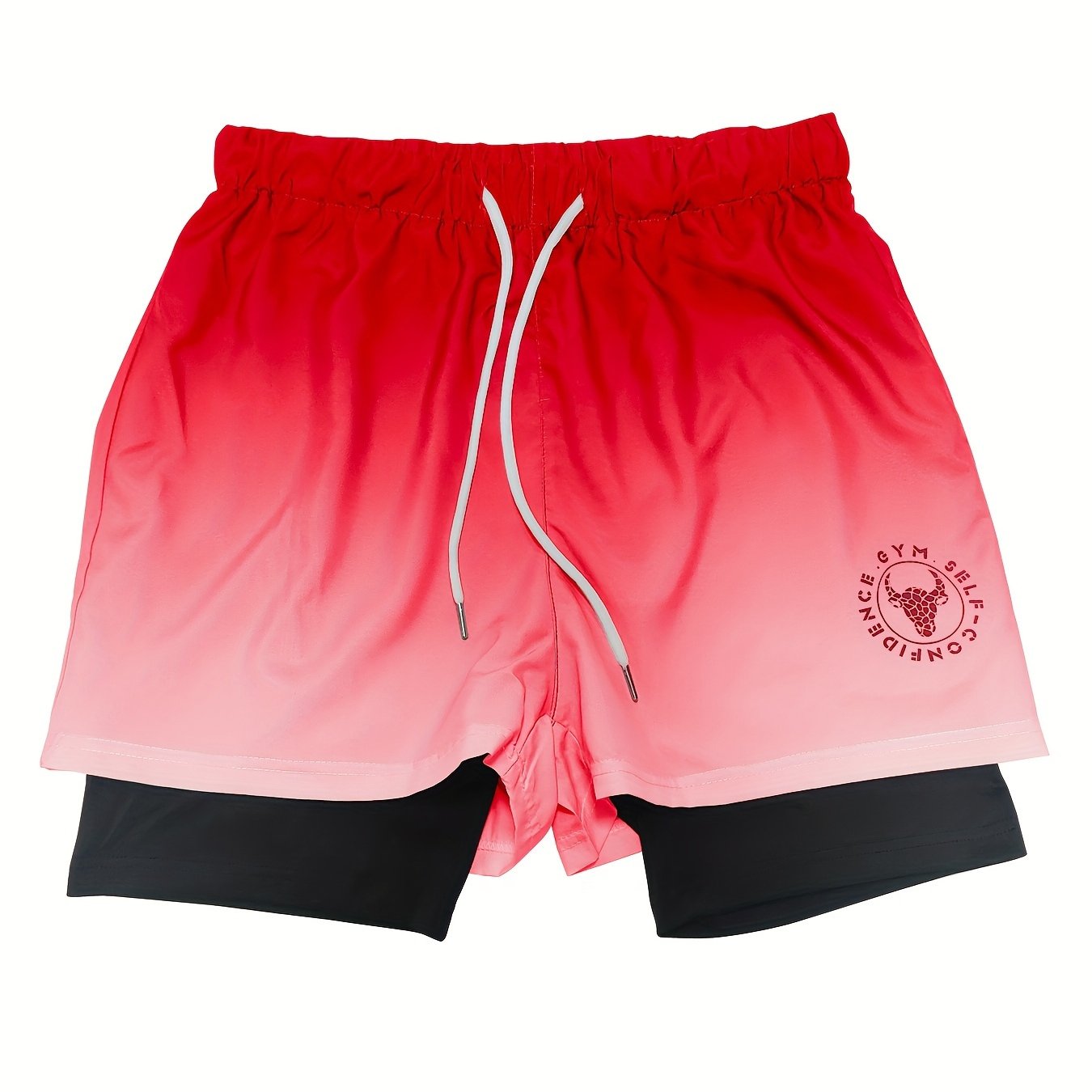 Men's 2-in-1 double layer ombre shorts for summer gym training.