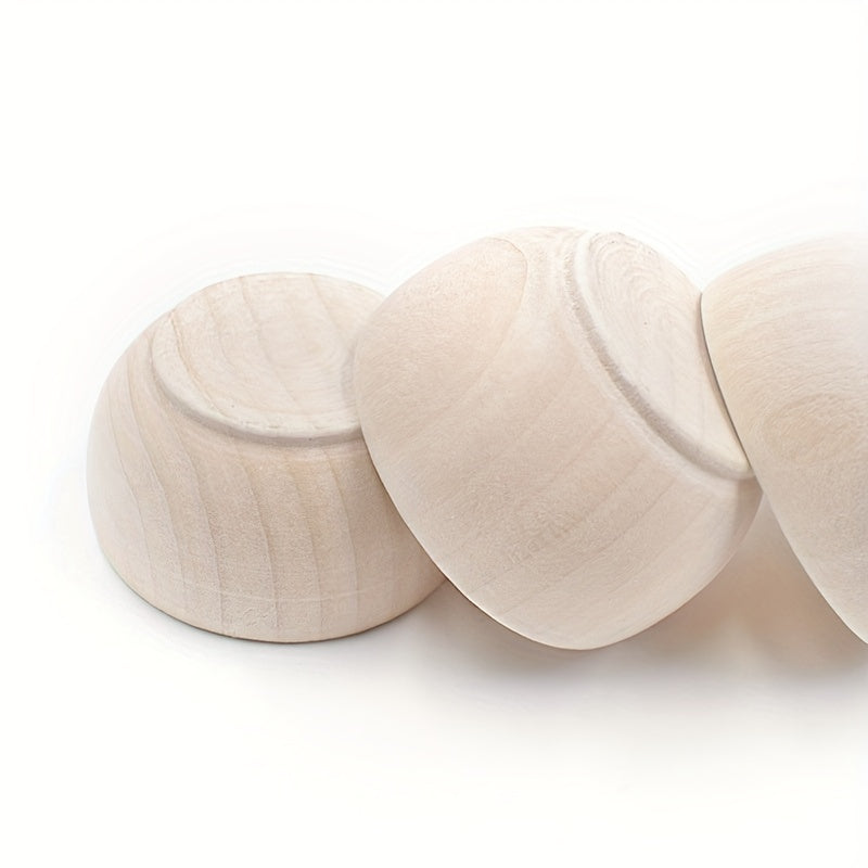 Set of 5 Natural Wooden Bowls, 30x57mm - Perfect for DIY Crafts, Home Decor, and Paintable Toys for Kids