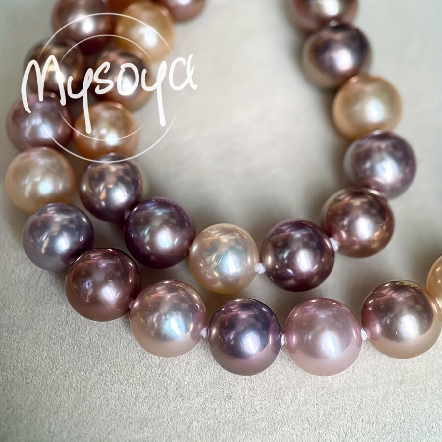 Artisan-made necklace featuring vibrant candy colors and 9-11mm freshwater pearls, presented in a gift box. Ideal for both everyday wear and special occasions.