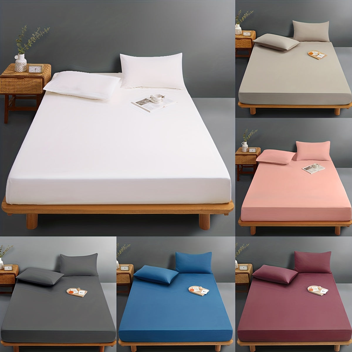 One piece of a solid colored fitted sheet made of soft and comfortable microfiber material. Ideal for bedrooms and guest rooms, with a deep pocket design. This product includes the fitted bed sheet only.