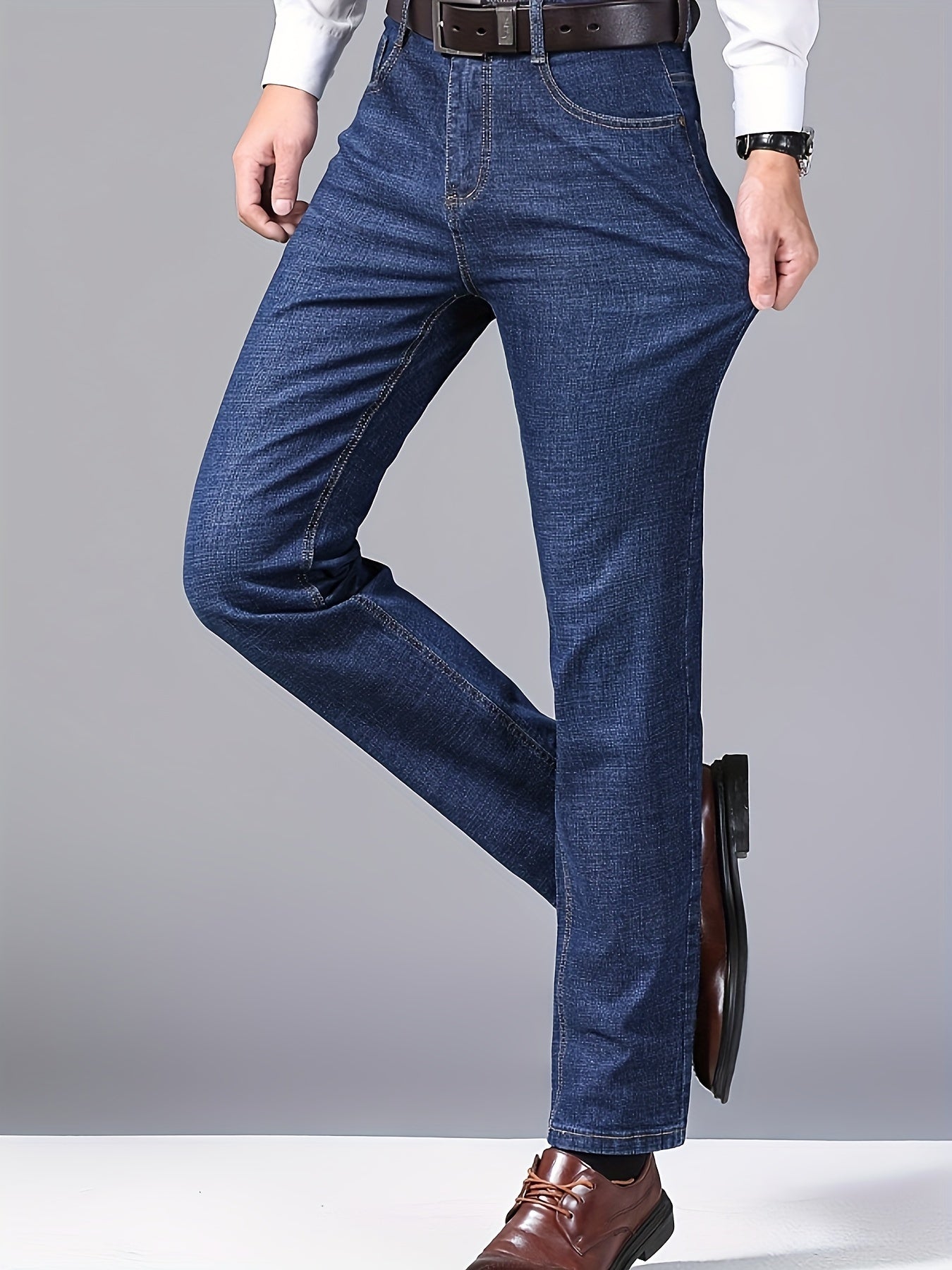 Fashionable cotton denim trousers for men of all sizes, offering comfort and style year-round.