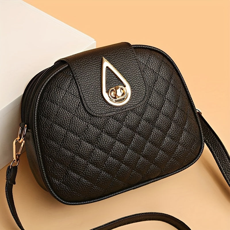 Popular black nylon crossbody bag for girls with quilted design, adjustable strap, and zip closure.