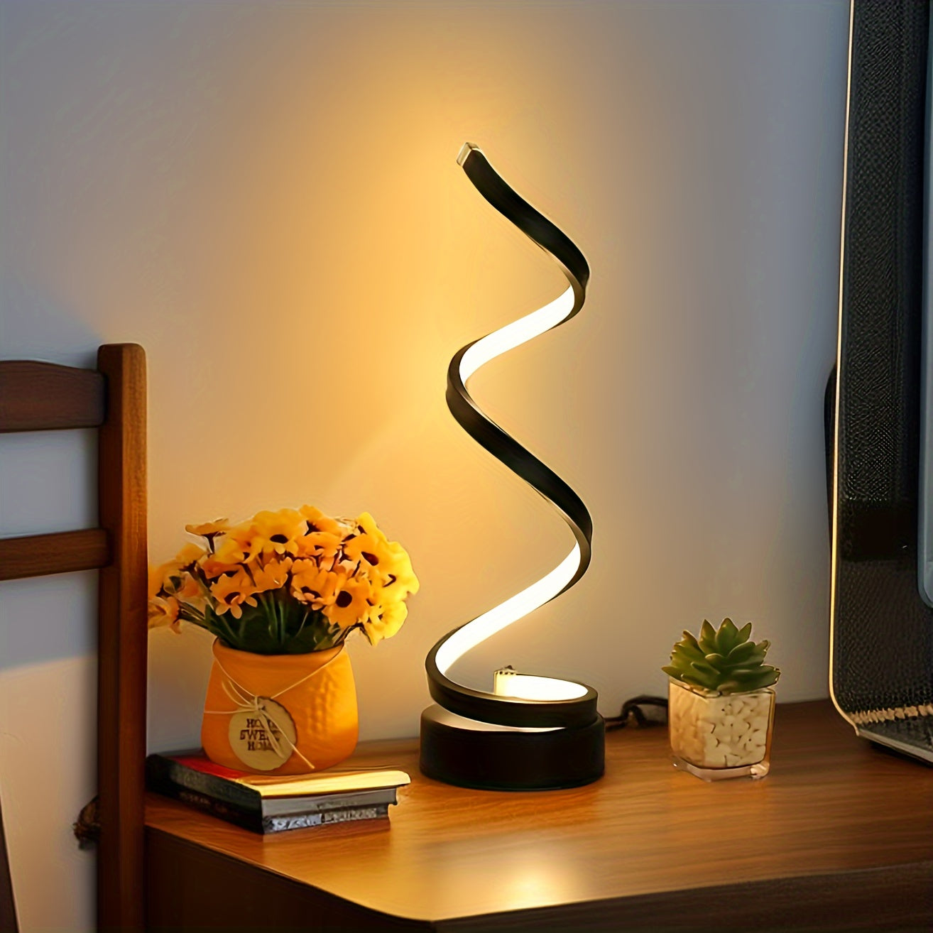 Unique Spiral Table Lamp adds warmth and style to any home.